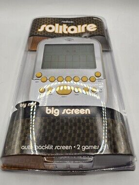 Radica Big Screen Auto Backlit Solitaire handheld electronic game in yellow